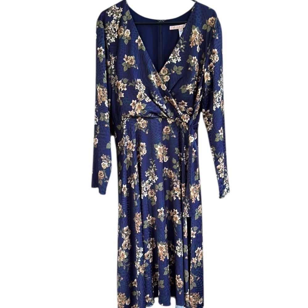 EUC Anthropologie Hutch Juliet Faux Wrap Dress Blue Floral Size 14